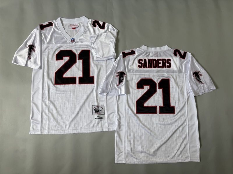 Men 2025 Atlanta Falcons #21 Sanders white Throwback Limited NFL Jersey style 003